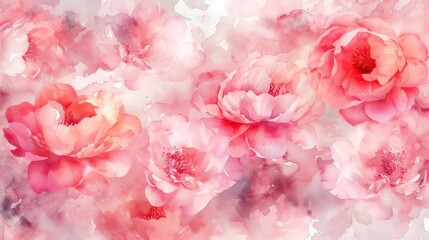 Watercolor artistic image of little peonies abstract 