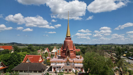 Fototapeta na wymiar Top view of Wat Chang Hai or Wat Rat Buranaram is a beautiful temple in Pattani that is more than 300 years old.