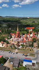 Top view of Wat Chang Hai or Wat Rat Buranaram is a beautiful temple in Pattani that is more than 300 years old.