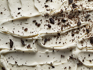 Cake vanilla frosting with cookies sprinkles seen from above, cake texture wallpaper