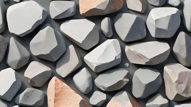 Cut out rock stones composition layout on transparent backgrounds 3d rendering png