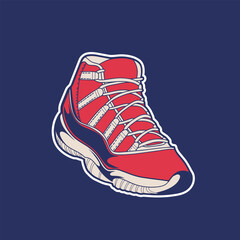 Sneaker shoes . Concept. Flat design. Vector illustration. Sneakers in flat style. Sneakers side view. Fashion sneakers.	
