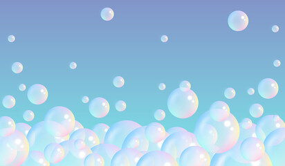 Abstract clear bubbles on blue-purple background, vector, 3D