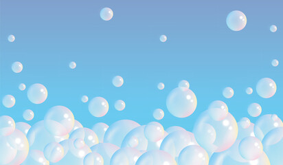 Fototapeta na wymiar Abstract clear bubbles on blue-purple background, vector, 3D