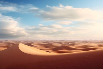 Fototapeta na wymiar Dramatic Desert Sand Dunes: The dramatic and ever-shifting shapes of sand dunes in a vast desert landscape.