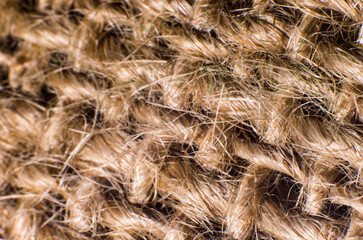 Closeup of burlap fabric, background, texture
