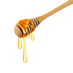 Honey dipper isolated, Organic product from the nature for healthy with traditional style, PNG transparency
