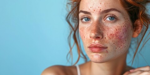 Skin issues that need proper solutions, skin protection, skincare, acne problems, and enlarged pores. Women and beauty,for advertising skin care products.
