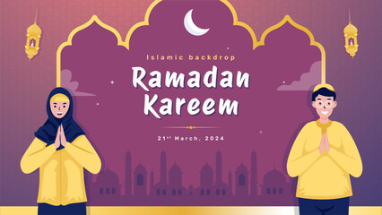 Islamic Ramadan Kareem illustration on backdrop design