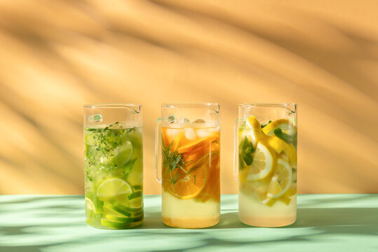 Refreshing citrus fruit infused water drinks