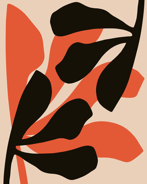 Minimal Abstract Leaf Print