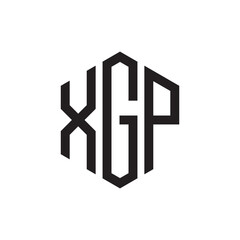 letter xgp polygon shape logo design