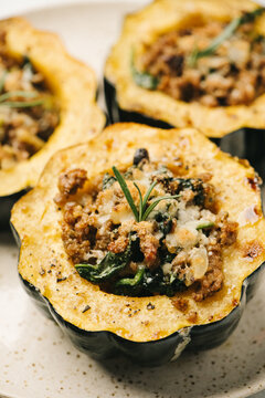 Stuffed acorn squash detail