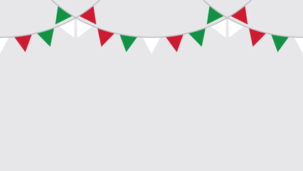 Seamless national flag of Italy triangle party bunting border. Flat vector illustration.	