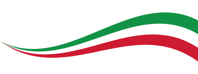 Green, white and red colored curved border background, as the colors of the national flag of Italy. Flat vector illustration.	
