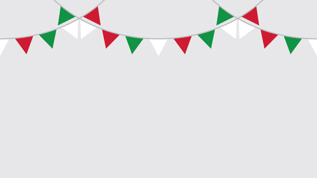 Seamless national flag of Italy triangle party bunting border. Flat vector illustration.	