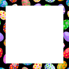Variety of Easter eggs in square border. Happy Easter day concept. Great for your design of poster, greeting card and banner.