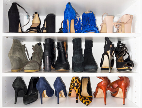 Luxury Fashion Women's High Heel fashion shoes on shelf in Closet 