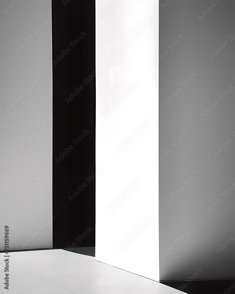 Poster abstract black and white room with light and shadow. 3d rendering