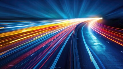 Abstract light background City road light, night highway lights, traffic with highway road motion lights, long exposure, blurred image