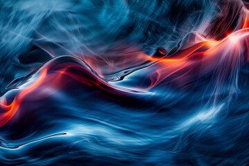 Rich blue and crimson smoke, fluid art style pattern