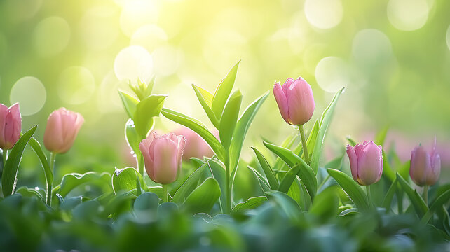 Spring flowers tulips, greeting card background
