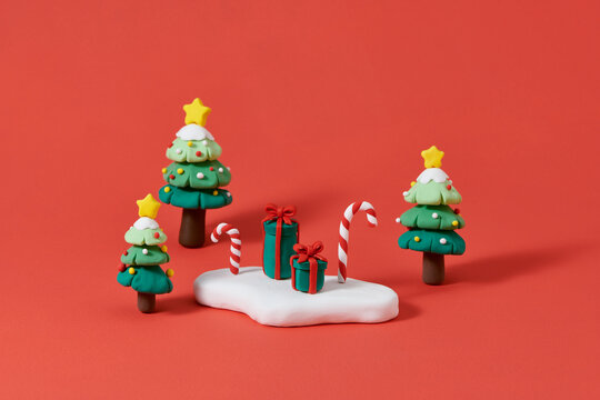 Christmas celebration and happy new year background made by clay