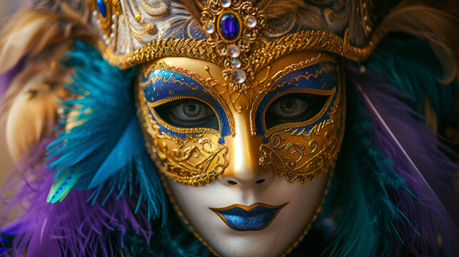 Mask carnival venice masquerade venetian party backgroud.  generative ai