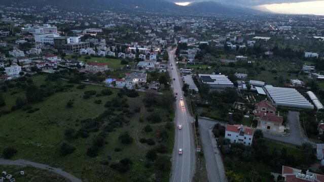  Landscape. Evening, sunset in the mountains. Girne. Cyprus. Time lapse