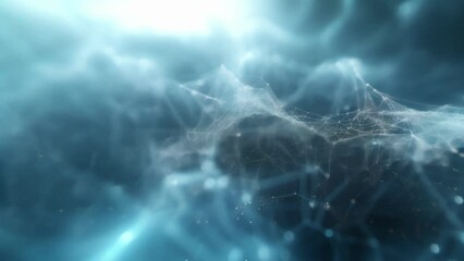 A maze of interconnected lines and nodes represents the complex network of financial institutions traders and investors involved in the stock market. Some lines are solid