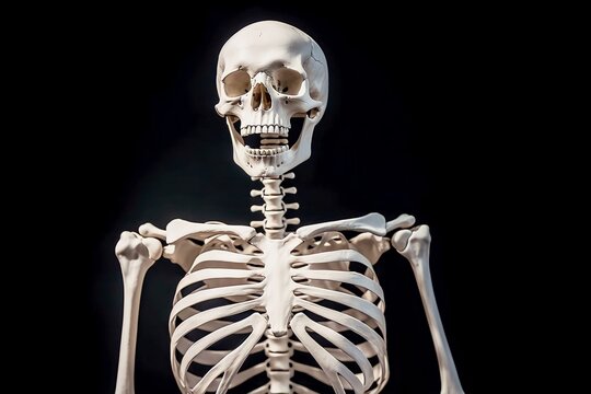 recommend clip art: Human skeleton anatomy concept isolated black background.