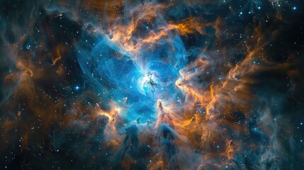 A space telescope capturing the birth of new stars in a nebula - obrazy, fototapety, plakaty