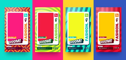 Colorful instagram stories post design template for fashion and apparel product sale promotion