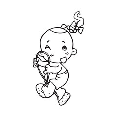 Cute cartoon Thai traditional vector illustration on white background