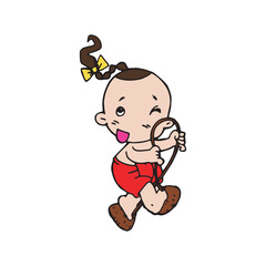 Cute cartoon Thai traditional vector illustration on white background