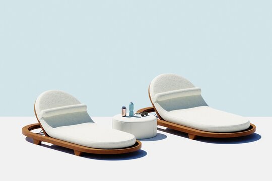 Beach lounge chair. 3d illustration.