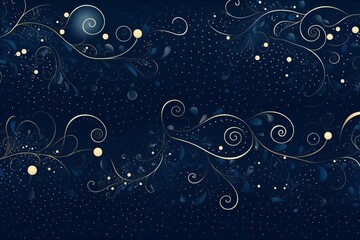 Mystical and Enchanting Pattern of Abstract Dark Blue Swirls Embellished with Intricate Dots, Generative AI
