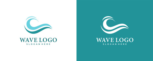 ocean wave abstract water logo design