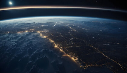 the earth at night with lights and city lights