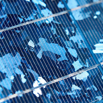 Solar panel, polycrystalline PV cell - closeup surface detail patterns