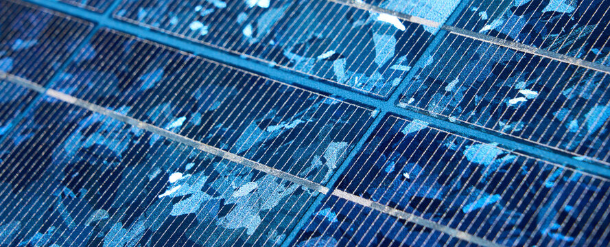 Solar panel, photovoltaic PV cell - closeup surface detail patterns