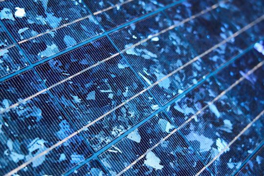 Solar panel, photovoltaic PV cell - closeup surface detail patterns