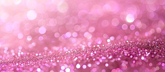 A detailed view of a shiny pink glitter background, showcasing its sparkling texture and vibrant color up close. The glitter particles reflect light, creating a dazzling and eye-catching effect. - Powered by Adobe