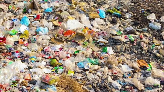 Pile of plastic trash, environment pollution concept
