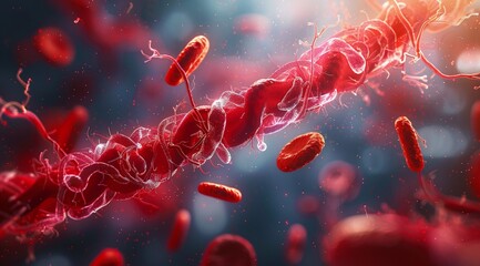 Blood vessels, nerve connections, blood movement in the human body