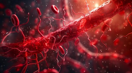 Blood vessels, nerve connections, blood movement in the human body - obrazy, fototapety, plakaty