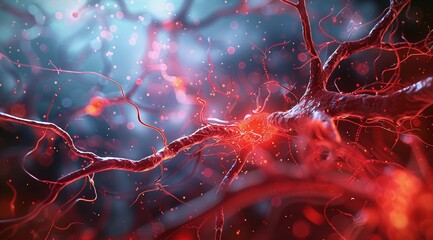 Blood vessels, nerve connections, blood movement in the human body