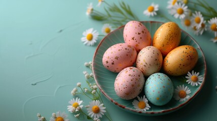 Naklejka na ściany i meble colorful easter eggs holiday background