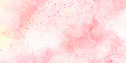 abstract pink and sky watercolor aged wall design background. summer winter day and pattern clouds backdrop pink color bright wallpaper.