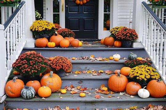Fall Fiesta A Pumpkin-Filled Staircase Welcomes You Home Generative AI